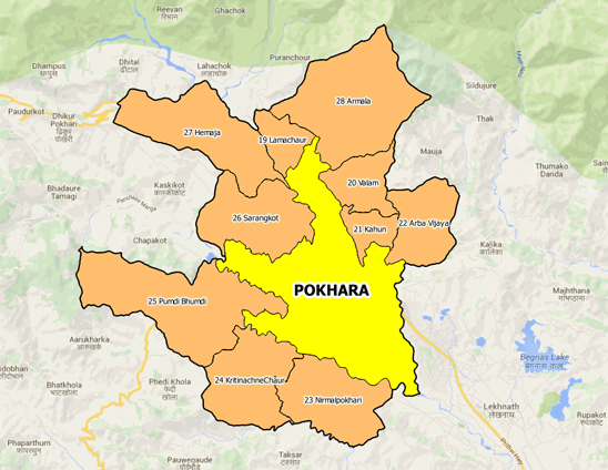 Map of added Pokhara wards
