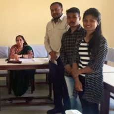 L-R: Dean Thapaliya, Khageshwaar Sharma, Balaram Rajbanshi and Reshma Shrestha at the award of the Anchorage Barn bursary