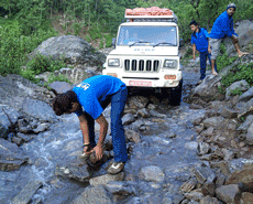 Driving conditions were tricky in Lamjung!