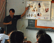 Chandra Rai in the classroom