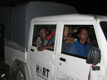 After a very long day the HART crew and local helpers set off from the camp