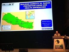 Khageshwaar Sharma on stage for one of his One Health EcoHealth Conference presentations
