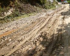 Muddy roads can make access difficult during the monsoon season