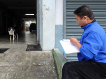 Chandra Rai taking part in the 2012 Pokhara dog census