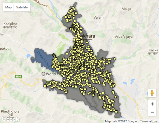 The 2017 round of MARV in Pokhara is now complete. Vaccinated dogs are identified on the map by yellow dots.
